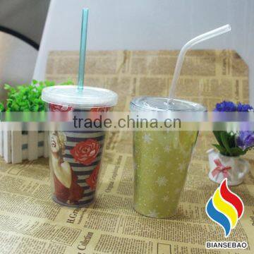 Wholesale 16oz Double Wall Glitter Acrylic Tumblers With Straw photo-3