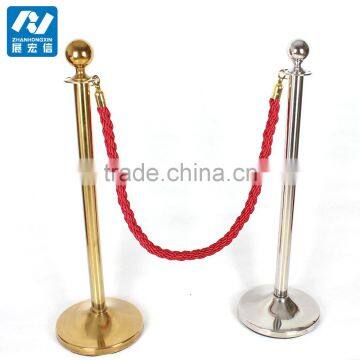 Golden Steel Rope Stanchion Ball Top Queue Rope Barrier photo-2