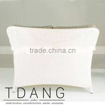Valencia White Wicker Sofa - Contemporary White Rattan Furniture Garden Bench. photo-4