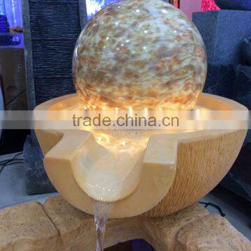 LED Yellow Light Color Resin and Sandstone Fountain With Ball