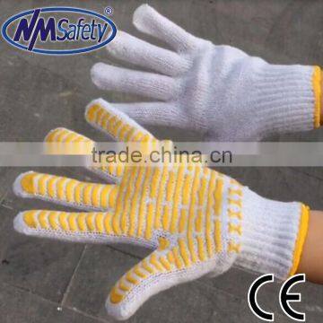 NMSAFETY 10g pvc rubber dotted cotton work gloves top fit and dotted gloves