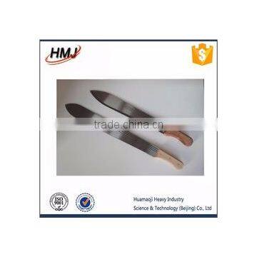 80KHz serrated plastic handle machete with canvas sheath heat transfer