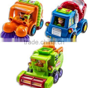 Push and Go Friction Powered Car Toys for Boys - Street Sweeper Truck, Cement Mixer Truck, Harvester Toy Truck photo-2