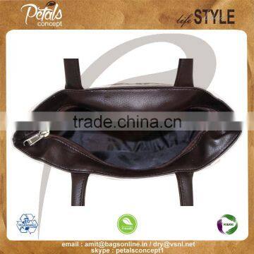 12 OZ Natural Canvas Tote Bag With Polyester Lining & With PU Padded Handles Bottom photo-4