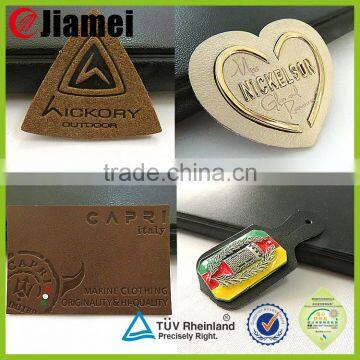 Golden metal leather labels pu patches for jeans