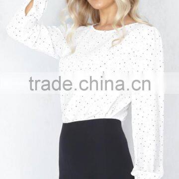 Printed Design Free Feel Women Tops Long Sleeve Saree Blouse Patterns photo-5