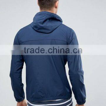 Best Price High Quality New Design Durable Elasticated Trims Cotton Polyester Navy With Hood Running Casual Men Wind Jacket photo-2