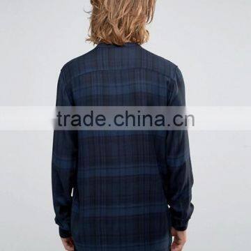 Long Sleeve Collarless Design Mens Pre-Shrunk 100% Viscose Lightweight Check Print Comfort Fit Casual Shirts photo-2