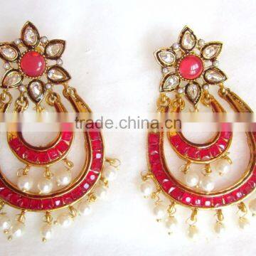 Gold Plated DANGLER Chand Bali Earrings photo-2