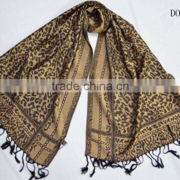 Fashion Classic Large Jacquard 100%viscose Leopard Pashmina Shawl photo-3