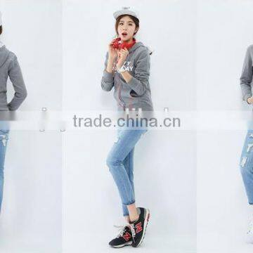 Female Section Hemp Grey Cultivate One's Morality Version Hooded Cardigan Fleece Jacket photo-4