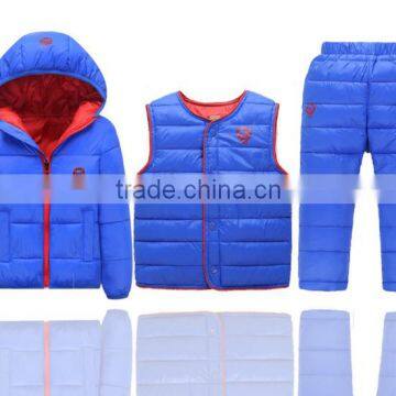 Custom Made New Design Casual Children Kids 3 Pcs Winter Clothing Sets(jacket+vest+pants) photo-2