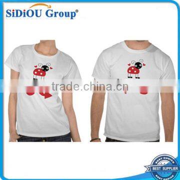 2014 newest 100% cotton white couple t-shirt custom logo