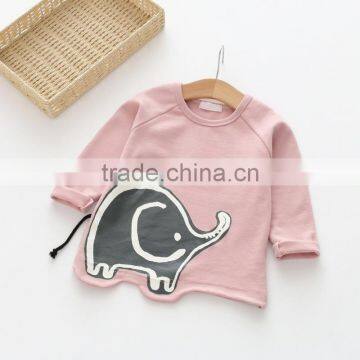 S60648B 2017 New Autumn Girls Boys Fashion Elephant Print Cotton Long Sleeve T-shirts Kids photo-4