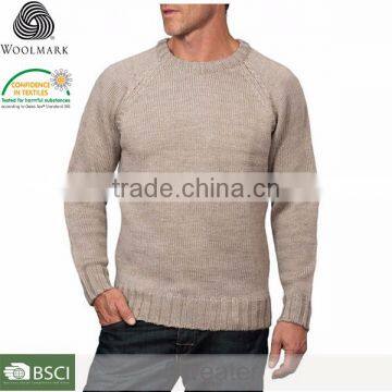 Merino Wool Overs Men's Crew Neck Fisherman Sweater