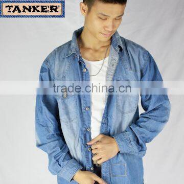 Fashionable Washed Mens Denim Shirt photo-3