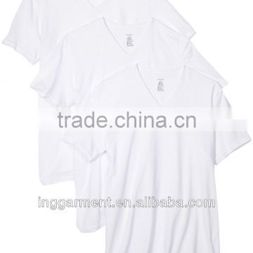 High Quality White Pima Cotton V-neck T-shirt