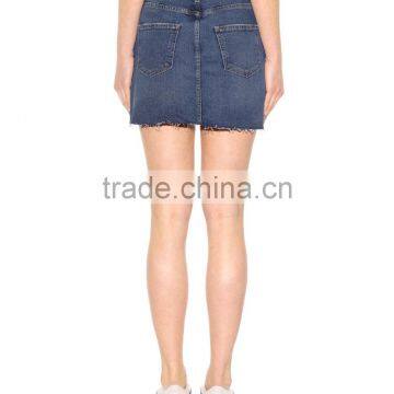 2017 Fashion Custom High Waisted Girls Sexy Floral Embroidered Denim Mini Skirt Casual Fit Latest Women Jeans Skirt photo-6