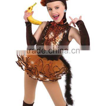 2016 New Design -little kids brown velvet tutu-monkey character stage dress