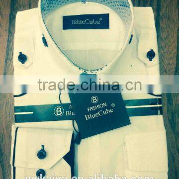 2014 fancy long sleeve button-down collar classic white dress shirt for boy