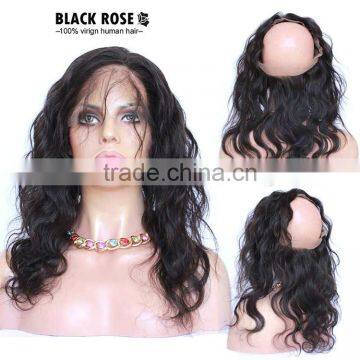 Virgin Human Hair Lace Closure Ear To Ear Elastic 360 Lace Band Frontal Closure With Baby Hair Bleached Knots photo-2