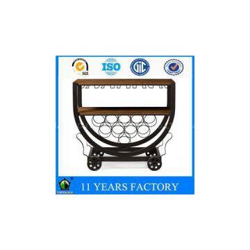 Metal Industrial Fashion Design Moveable 2 Shelves Boated Cart With Industrial Wheels