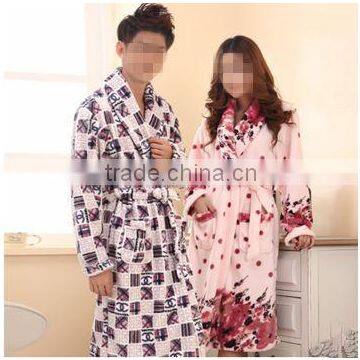 super warm printed long-sleeve robe couples bathrobes