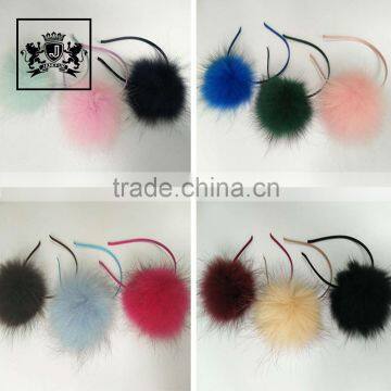 2017 Latest Girl Raccoon Fur Pompom Headband