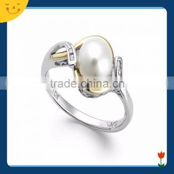 2015 newest wedding jewelry design silver pearl ring for women