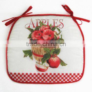 Apple Printed Cotton Chair Pad Soft Seat Pad With Ties