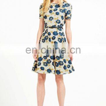 2016 Summer Fashion Girls Floral Print Short Sleeve Midi Dress photo-6