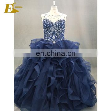 ED Bridal Factory Custom Made Navy Blue Ball Gown Tulle Quinceanera Dress