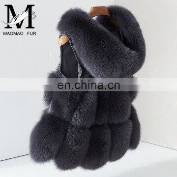 2017 New Autumn Winter High-Quality Real Fox Fur Vest Women Long Vest Casual Fluffy Fur Vest