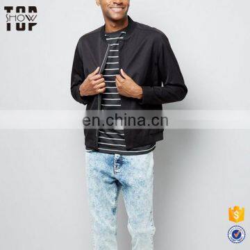 Chinese man clothing factory zipper black bomber jacket