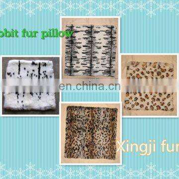 Dyed color European rabbit fur cover with cloth