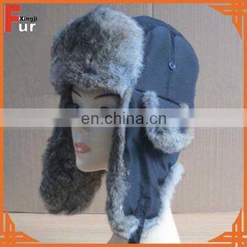 natrual hare rabbit fur hat with cloth