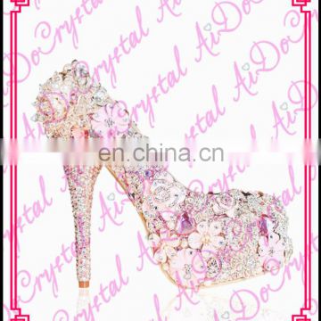 Aidocrystal Pink Luxury handmade crystal Platform wedding Shoes,China Womens Shoes,Women Shoes High Heels