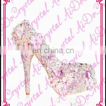 Aidocrystal Pink Luxury Handmade Crystal Platform Wedding Shoes,China Womens Shoes,Women Shoes High Heels