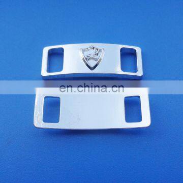 wholesale engraved custom logo rectangle shape metal shoelace charm for sport shoes