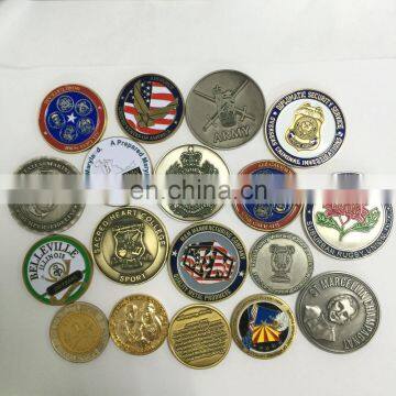 custom challenge coin and gold coin embossed with figures and animal or letter as souvenir coin