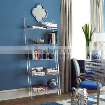 Fully assembled home acrylic leaning bookshelf