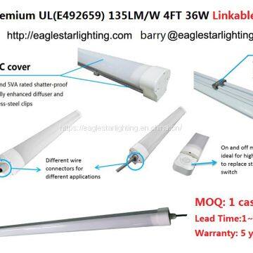IP66 1 Day Lead Time DLC CUL(E492659) 100-277V AC 4FT 36W LINKABLE LED Triproof Light photo-2