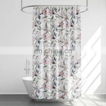 Polyester Digital Printing Blue Flower Shower Curtain For Girl photo-3