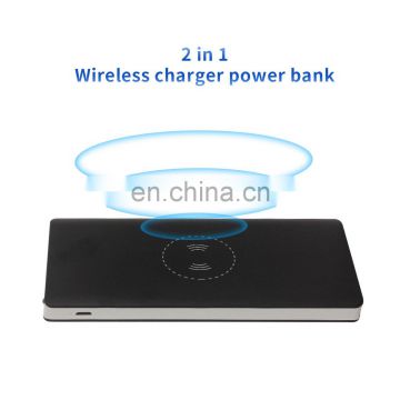 Hot selling power bank 10000mAh real capacity wireless charging  powerbank dual outputs with 4 indicators and flishligh