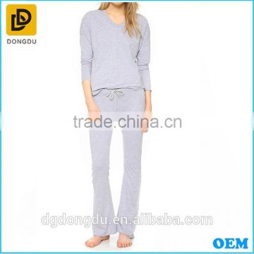 Plain cotton long sleeve autumn nightwear factory