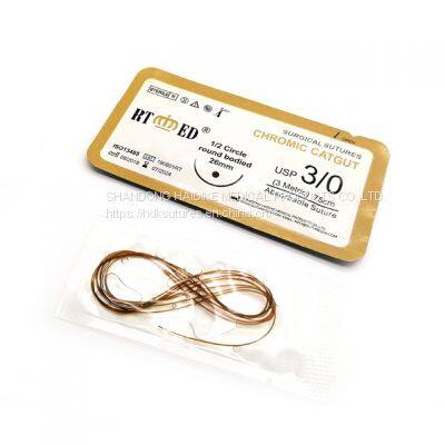Absorbable Surgical Plain Cought Suture With Neddle, ISO CE Fsccertification, USP7/0-USP4