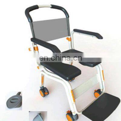 bath portable old people wide seat back folding sliding shower toilet commode chair with armrest footrest