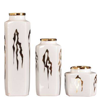 Nordic Modern Simple Creative Electroplate White Black Jingdezhen Ceramic Vase For Shopping Mall photo-5