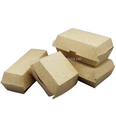 Compostable corrugated kraft clamshell box kraft cardboard clamshell burger box