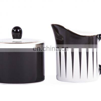 Luxury White and Black Line Ceramic Coffee Mug Tea Cup Porcelain Dinner Set For Restaurant Table Ware photo-3